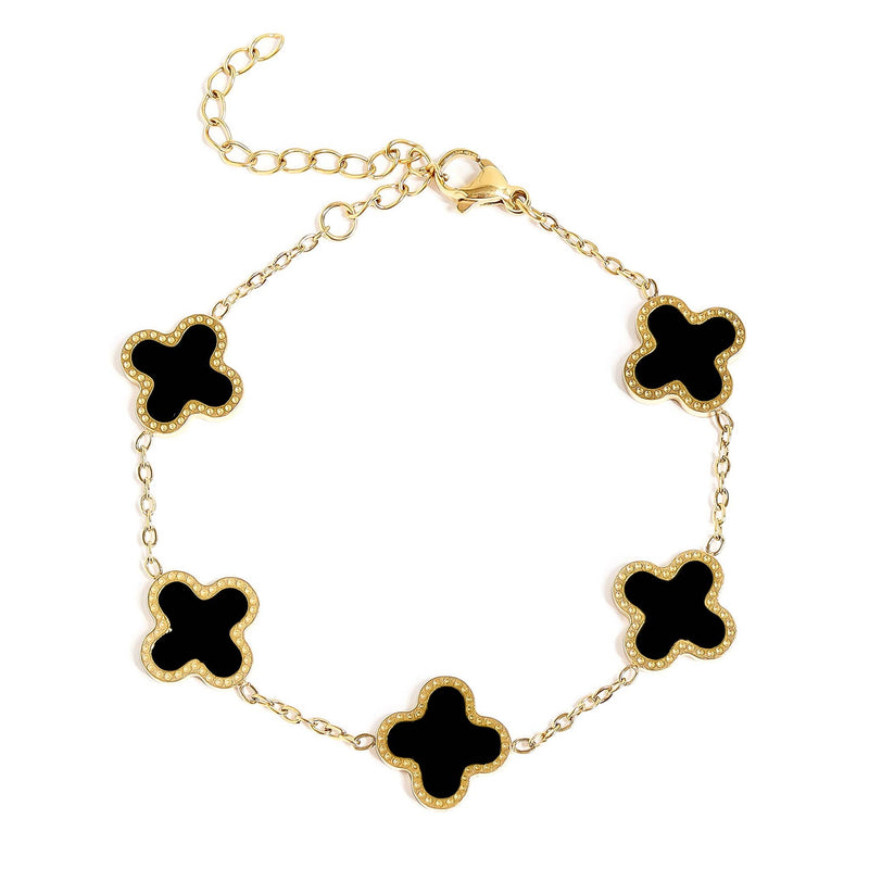 WJW | 18K Gold Stainless Steel Lucky Clover Charm Bracelet