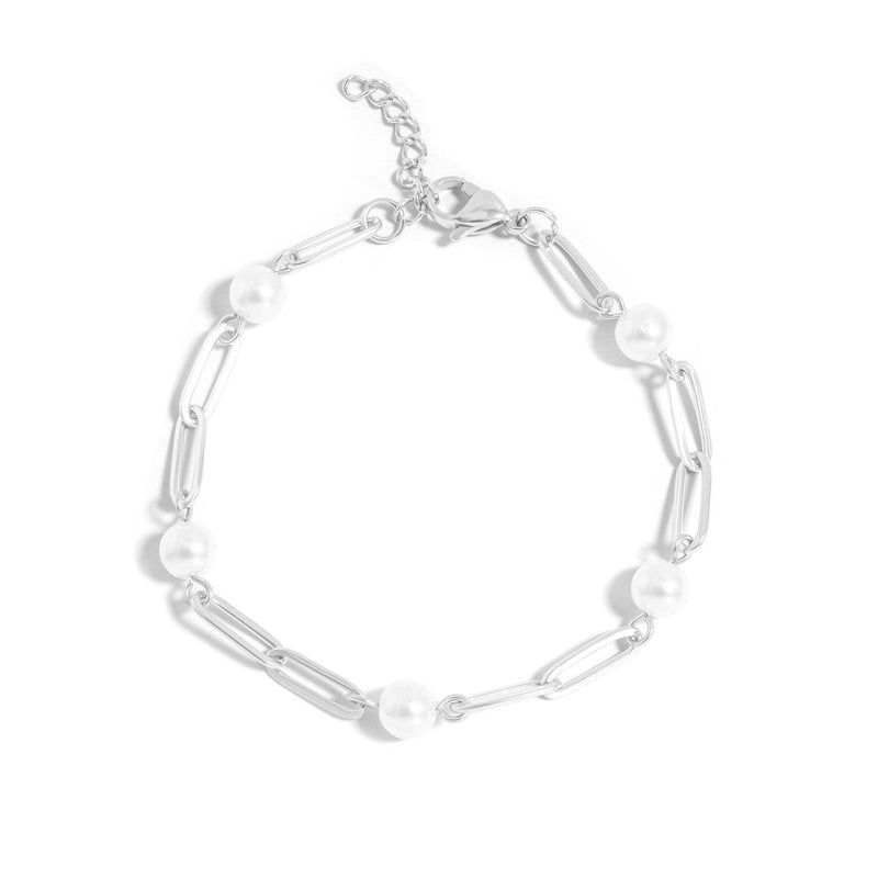 WJW | Stainless Steel Pearl Paperclip Chain Bracelet