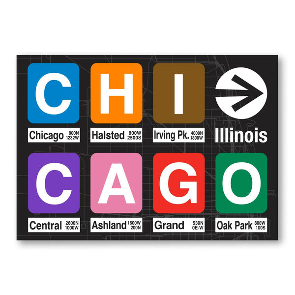 Transit Tees | Chicago IL Station Signs Postcard