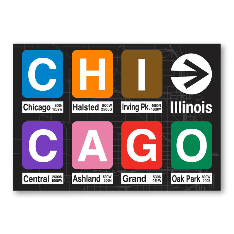 Transit Tees | Chicago IL Station Signs Postcard