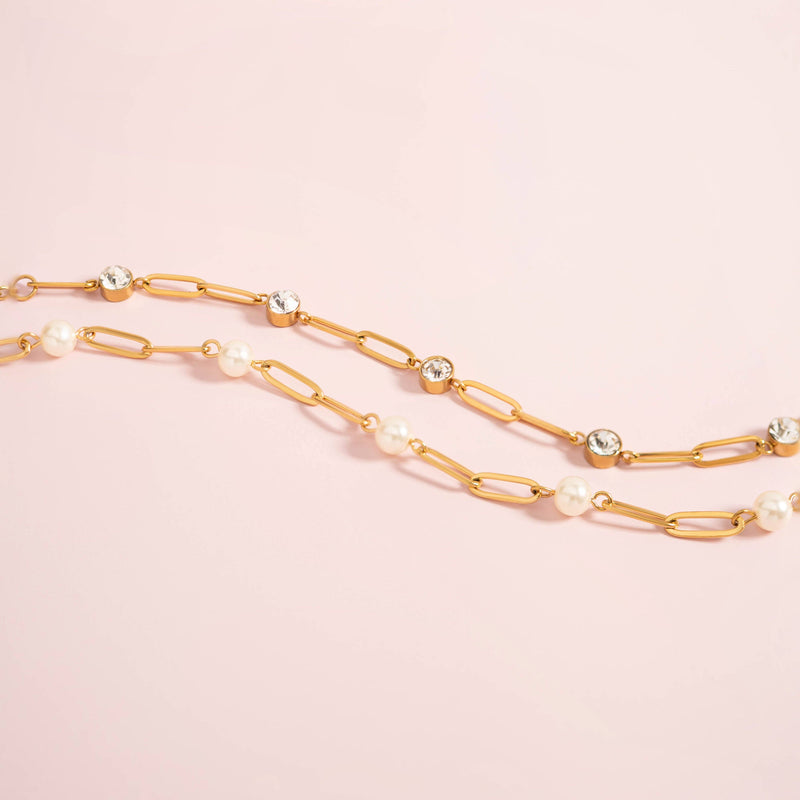 WJW | Stainless Steel Pearl Paperclip Chain Bracelet