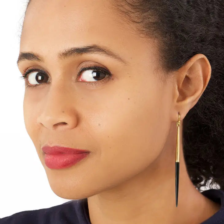 Kenyan Brass + Cow Horn Earrings