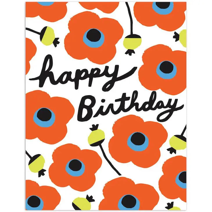The Found | Poppies Floral Happy Birthday Card