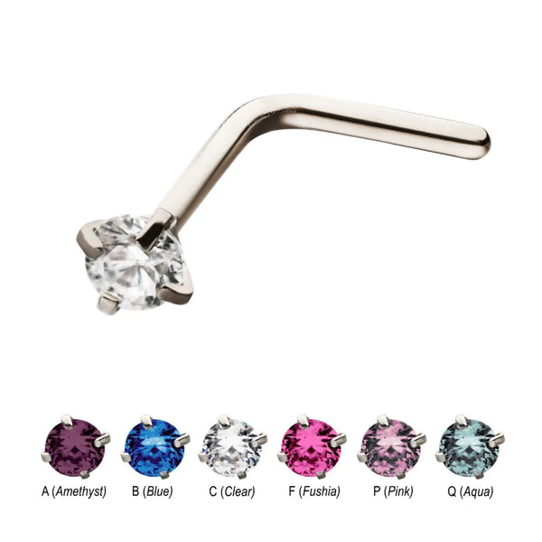 BodyVibe | CZ Multicolor L-Bend Nose Stud