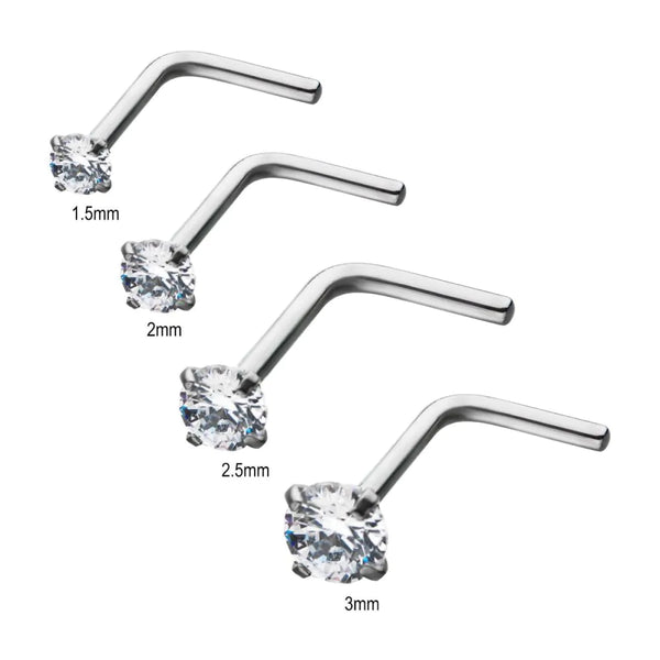 BodyVibe | Clear CZ L-Bend Nose Stud