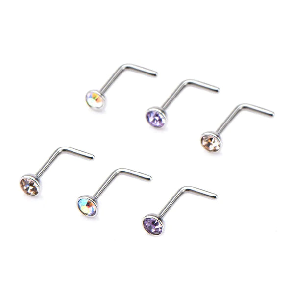 BodyVibe | CZ Multicolor L-Bend Nose Stud