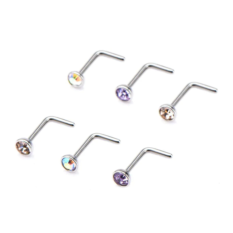 BodyVibe | CZ Multicolor L-Bend Nose Stud