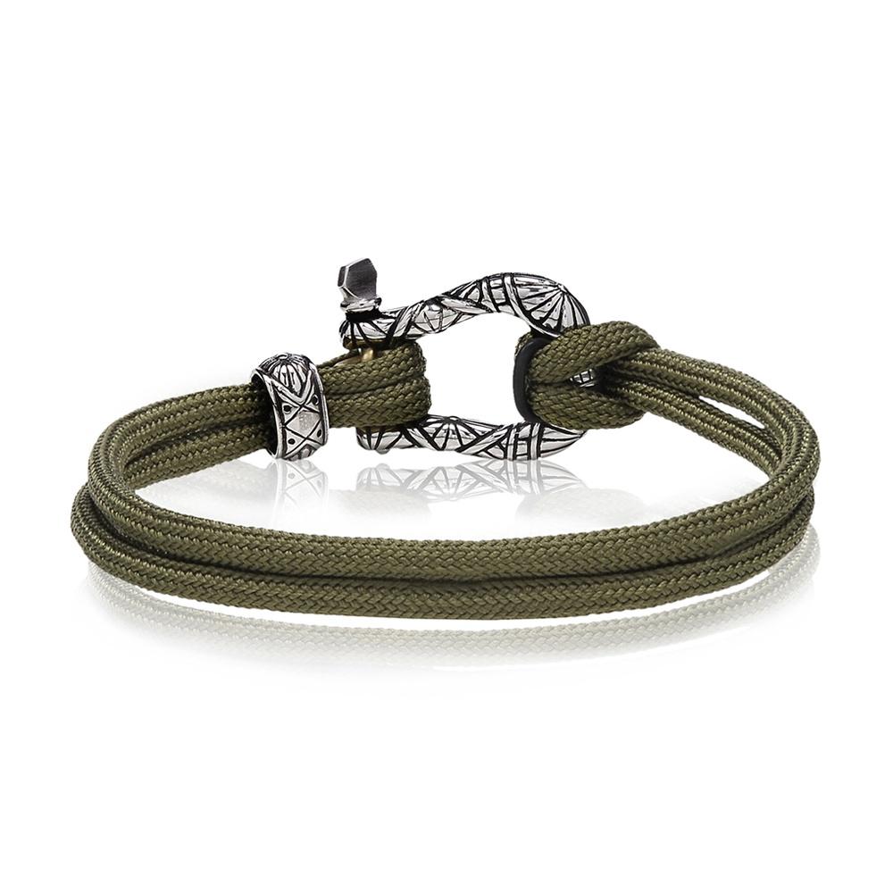 Army Green Cord U Lock Bracelet