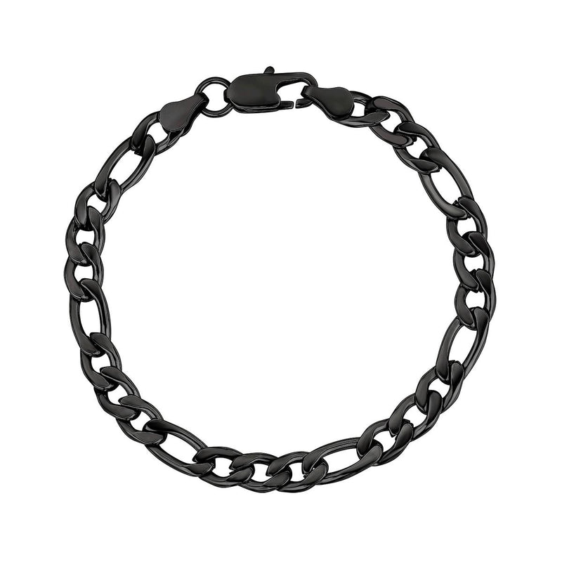 7mm Black Figaro Link Bracelet