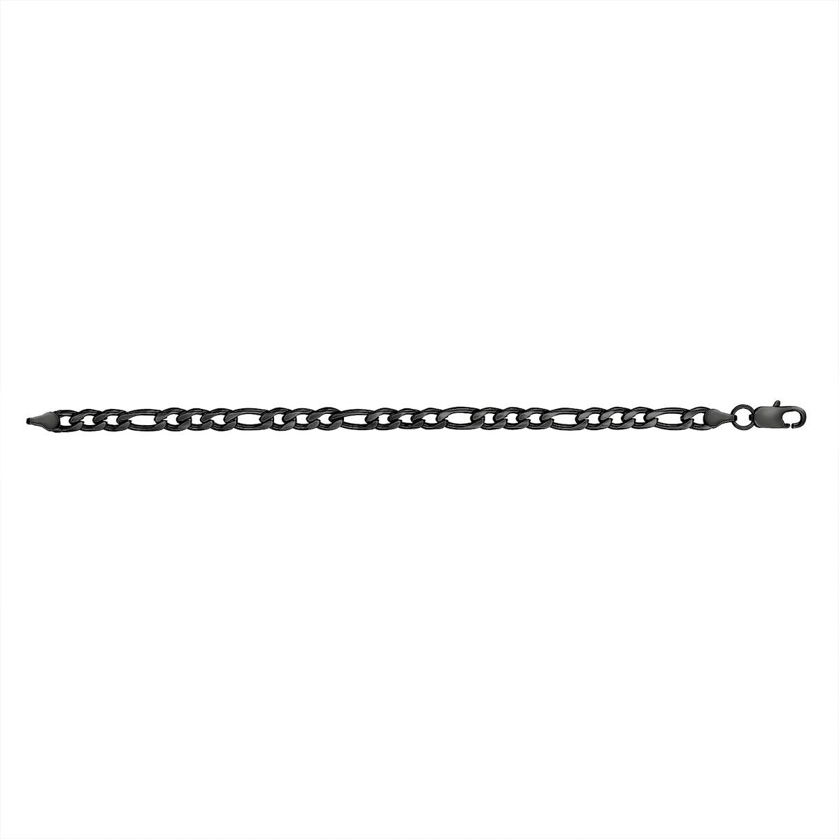7mm Black Figaro Link Bracelet