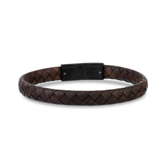 8mm Flat Brown Leather Bracelet