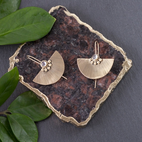 BE137| Brass Etched Petal Earrings