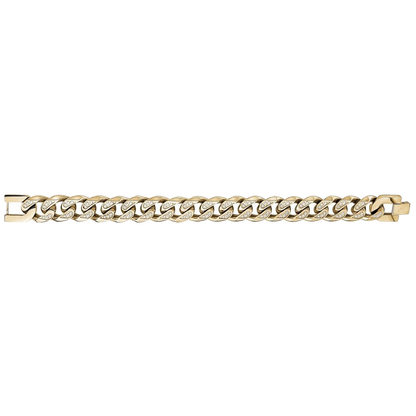 14mm Cuban Link Stone Setting Gold Steel Bracelet