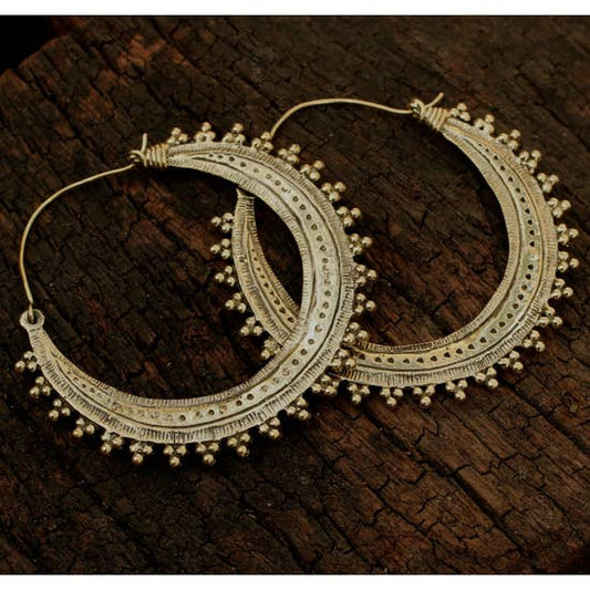 Baizaar | Large Brass Tribal Hoop Earrings