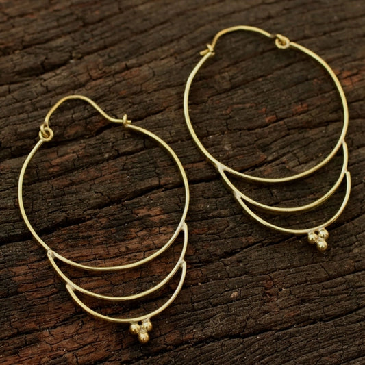 Baizaar | Brass Blossomed Hoop Earrings