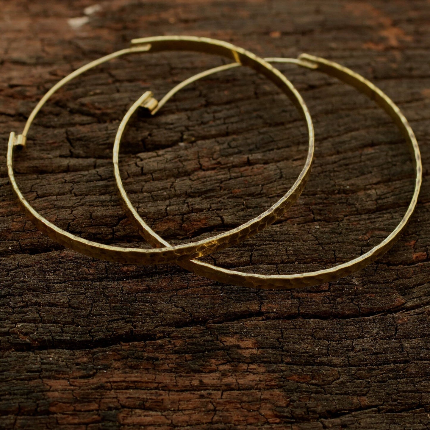 Baizaar | Brass Hammered Hoop Earrings