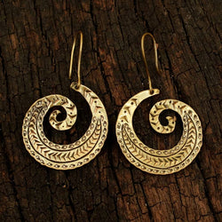 Brass Etched Swirl Earrings
