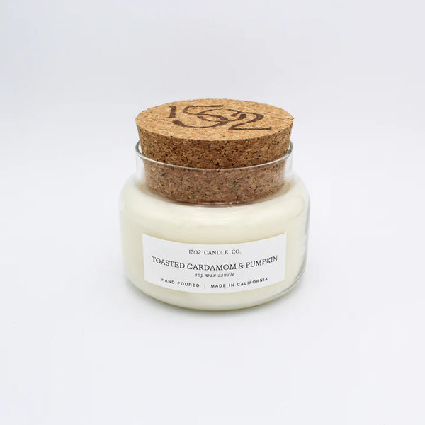 1502 Candle Co. | Toasted Cardamom & Pumpkin Leaf Soy Candle - Apothecary Jar