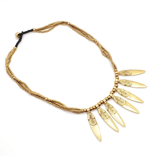 Baizaar | Brass Beaded Dagger Necklace