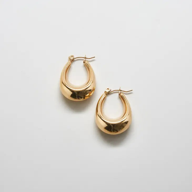Oval Hoop Earrings - Gold