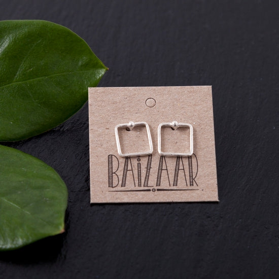 SSE108| Brushed Sterling Silver Square Stud Earrings