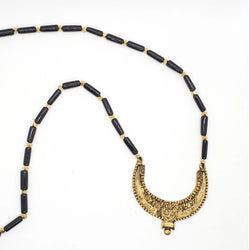 BBN106-BK| Beaded Tribal Crescent Necklace
