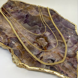 BP054| 3 Layer Brass Chain Necklace