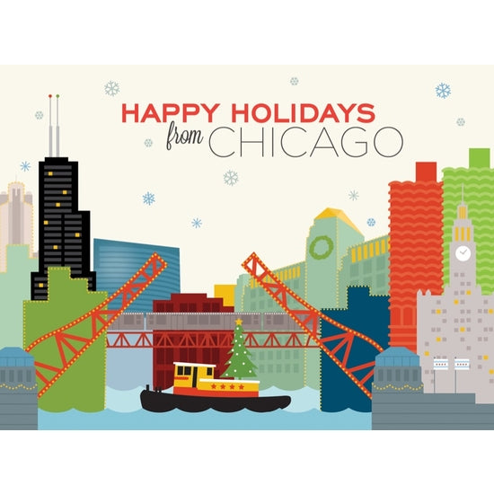 Chicago River Tug Boat Holiday Card