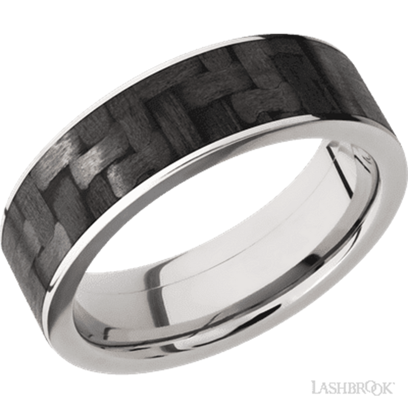 Titanium Wedding Band with Carbon Inlay