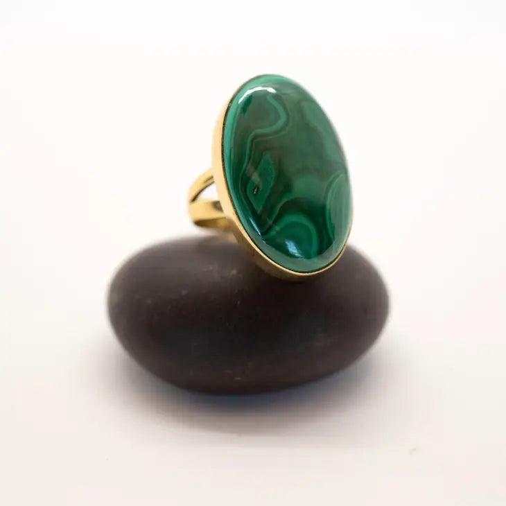Freeform Stone Ring, Malachite | BR062