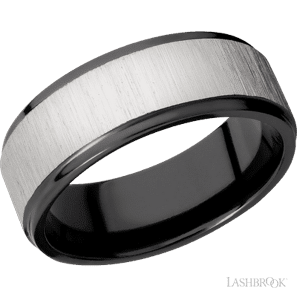 Flat Grooved Edges Zirconium band