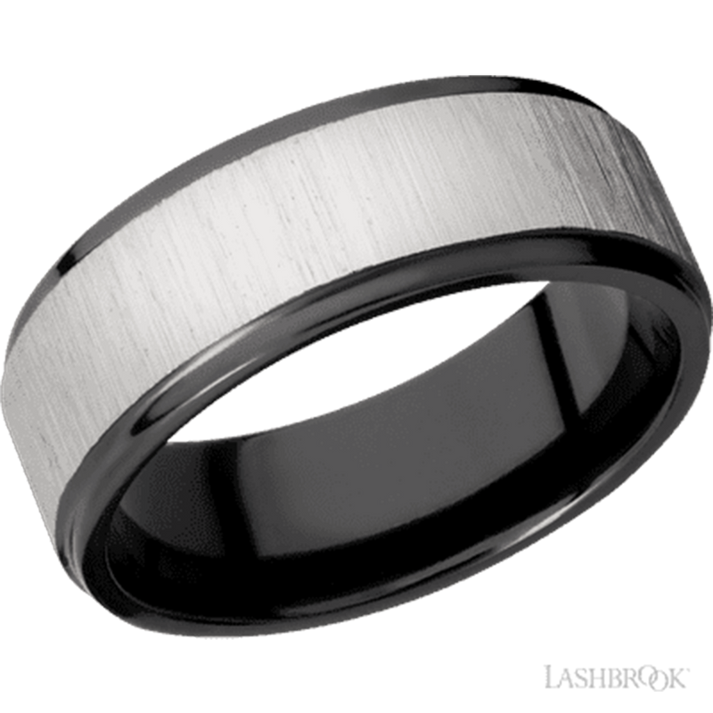 Flat Grooved Edges Zirconium band