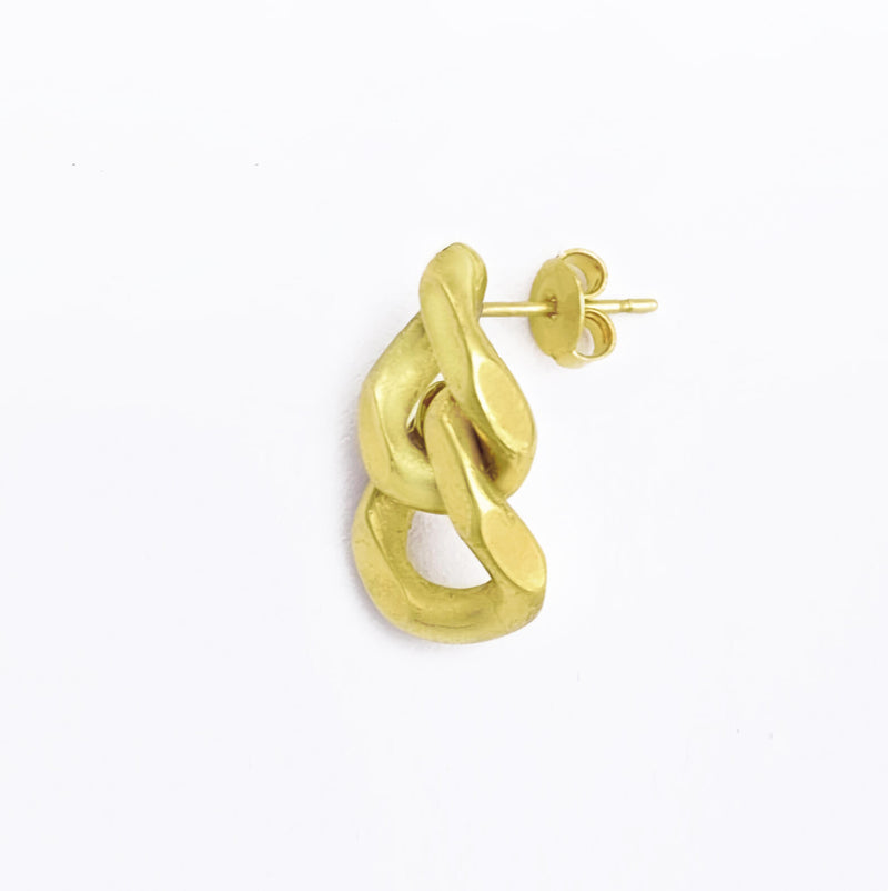 IN GOLD WE TRUST| Unisex Pin Earring - BRASS - Cuban Chain (2 links)