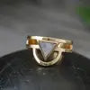 BR070 | Brass Moonstone Trikona Ring
