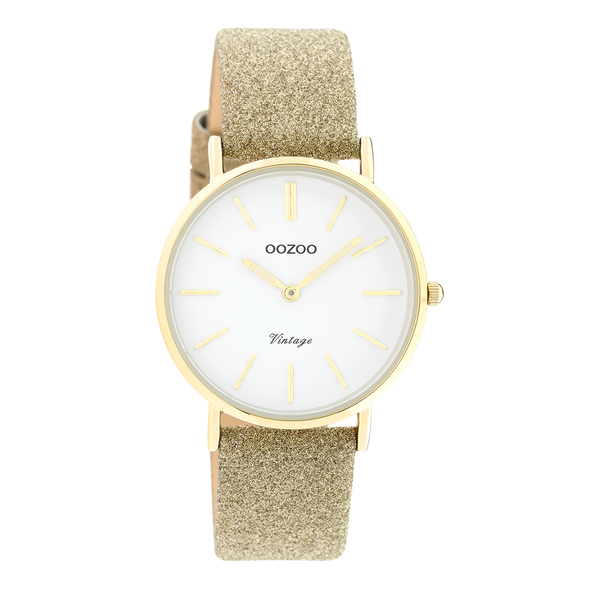 OOZOO | Gold Watch w/ Gold Leather Strap