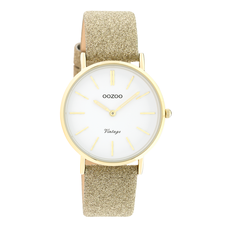 OOZOO | Gold Watch w/ Gold Leather Strap