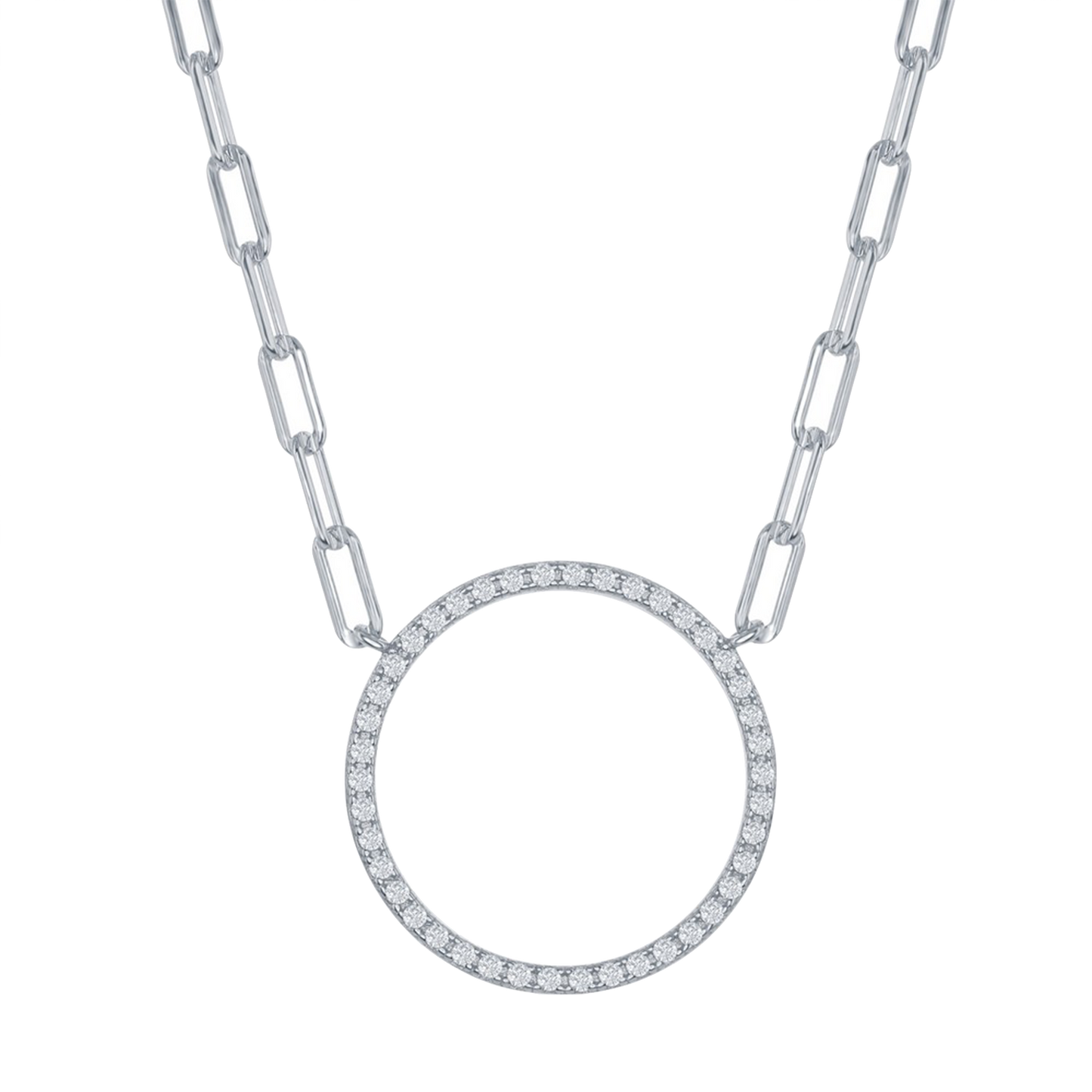 CZ Circle of Life Paperclip Necklace | M6614