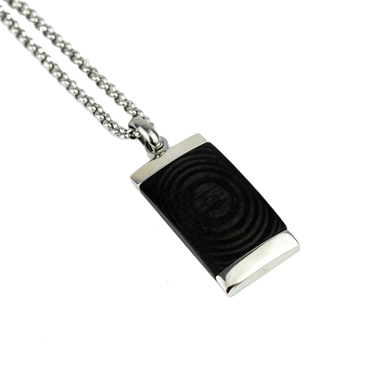 | TSR Stainless Steel | Carbon Fiber & Stainless Steel Pendant w Chain - 23.5"