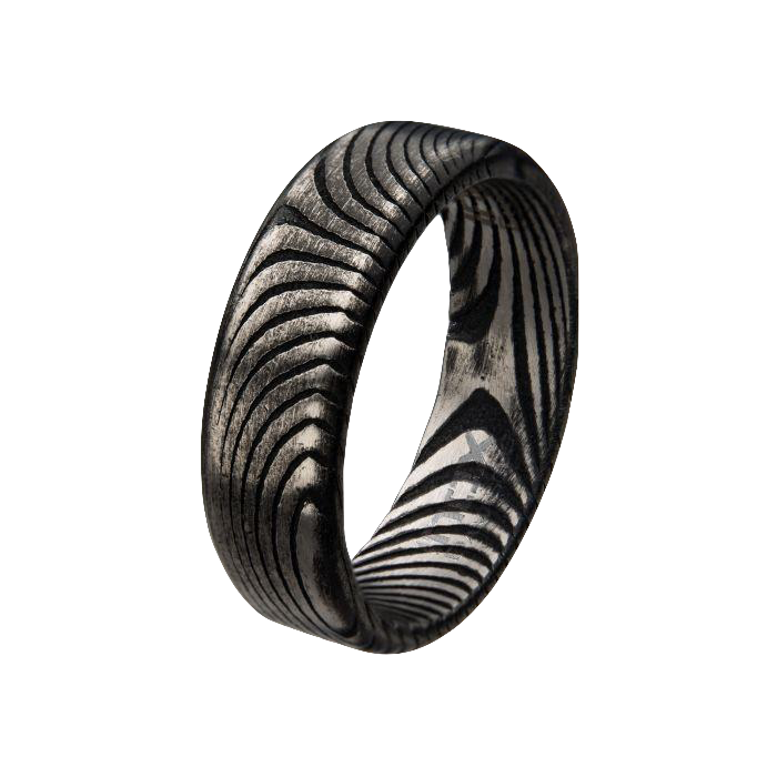 Damascus Steel Matte Black Ring