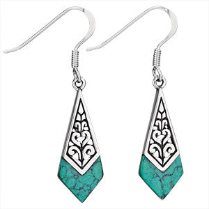 Sterling Silver Turquoise Angle Scroll Top Earring