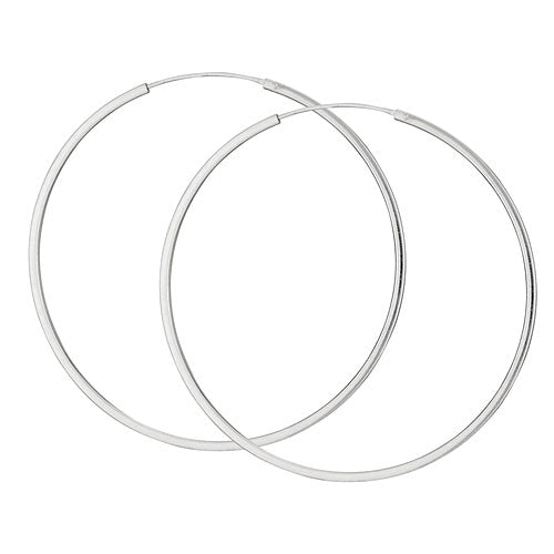 Sterling Silver Large Square Tube Hoop Earrings