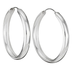 Sterling Silver Large Smooth Hoop Earrings