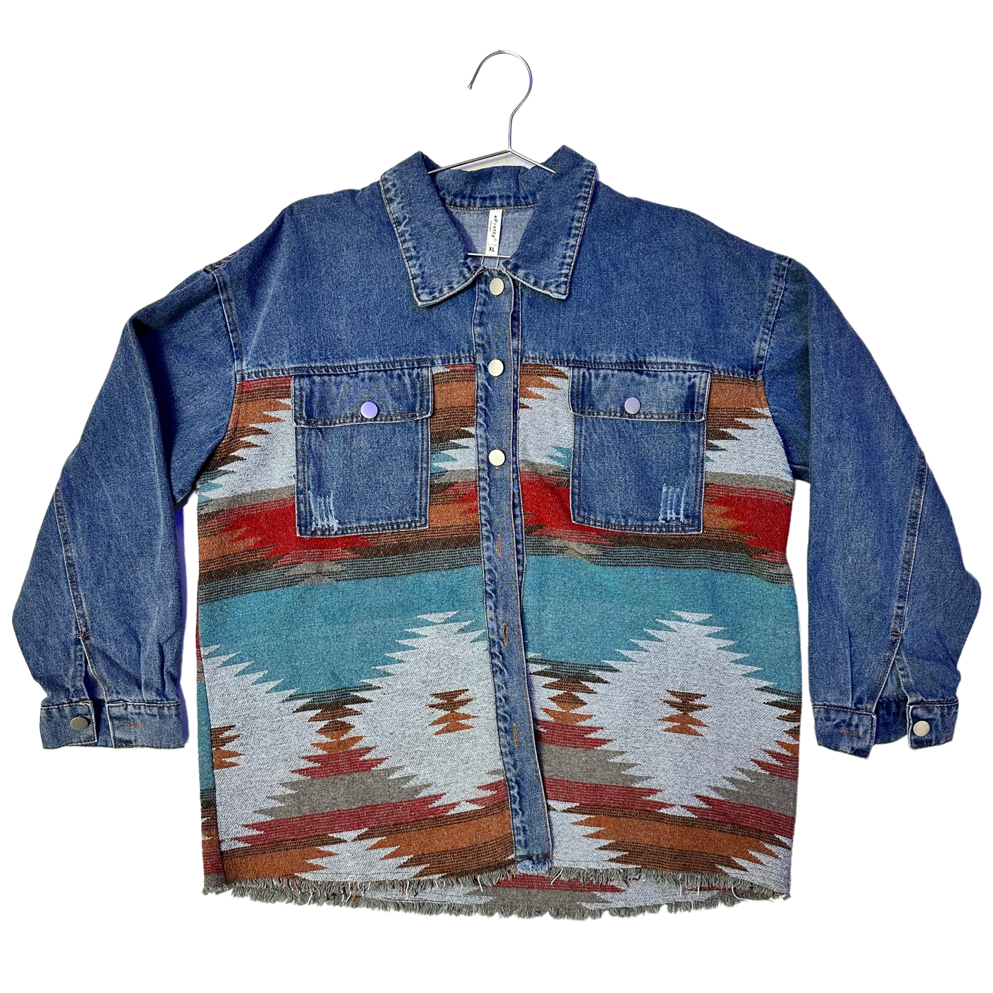 Tribal long 2025 jean jacket