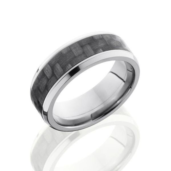 Titanium 8mm Beveled Band With 5M Of Carbon Fiber