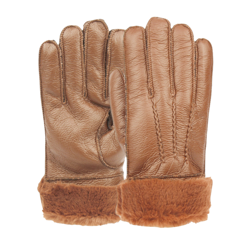 Men’s Faux Leather Glove with Fur Cuff