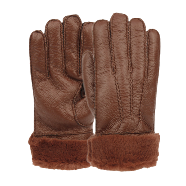 Men’s Faux Leather Glove with Fur Cuff