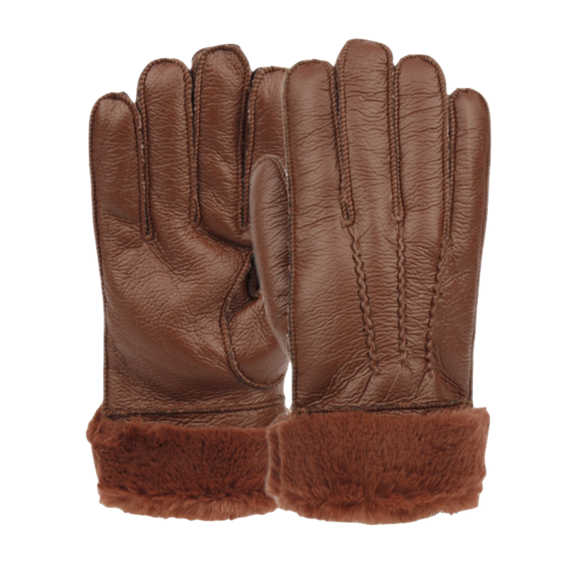 Men’s Faux Leather Glove with Fur Cuff