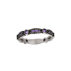 Sterling Silver Amethyst Oxidized Looping Ring