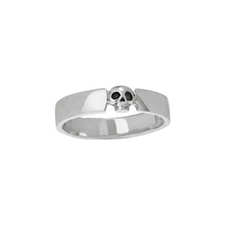 Sterling Silver Recessed Skull Band Ring