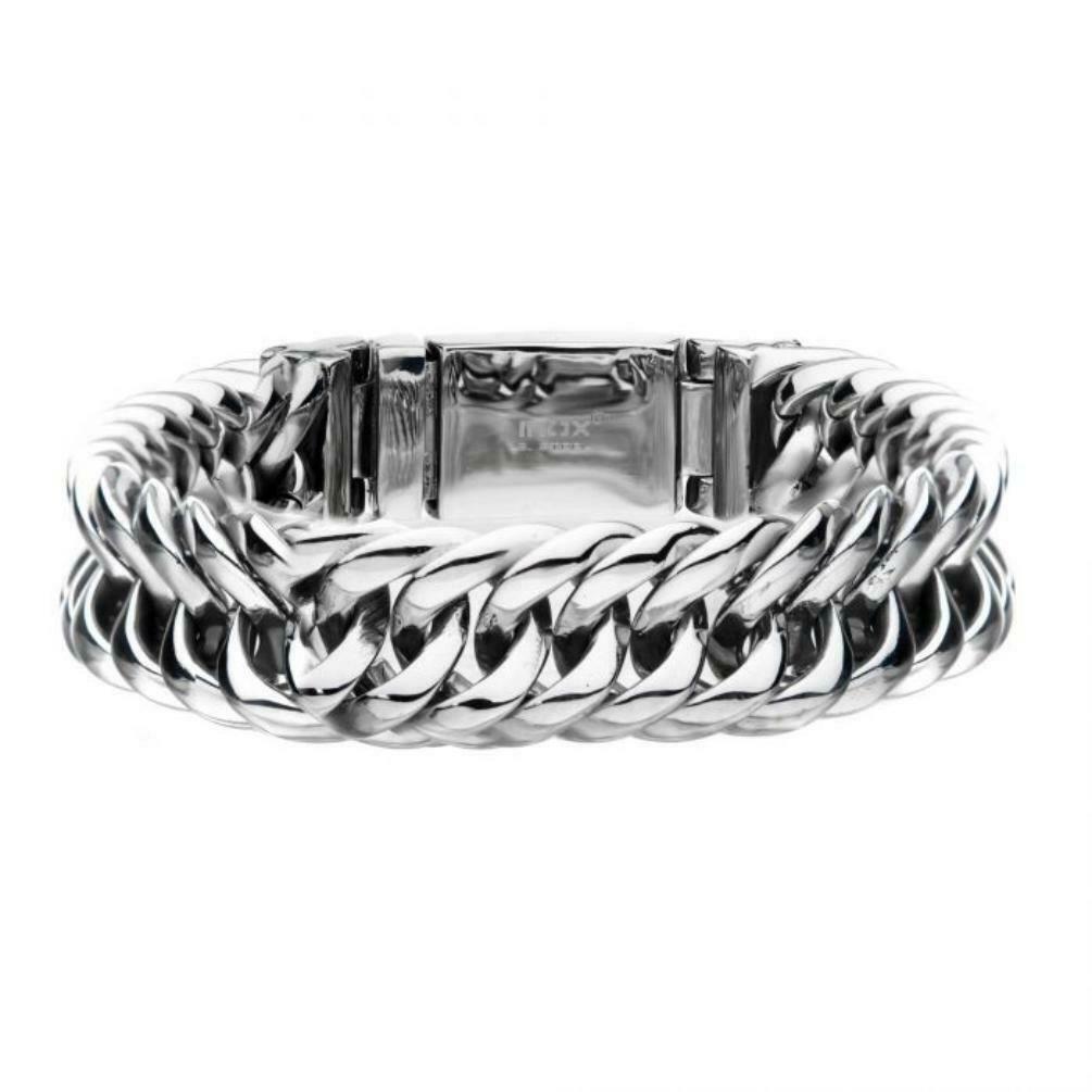 Shiny Double Layer Curb Colossi Link and Chain Bracelet - 8"